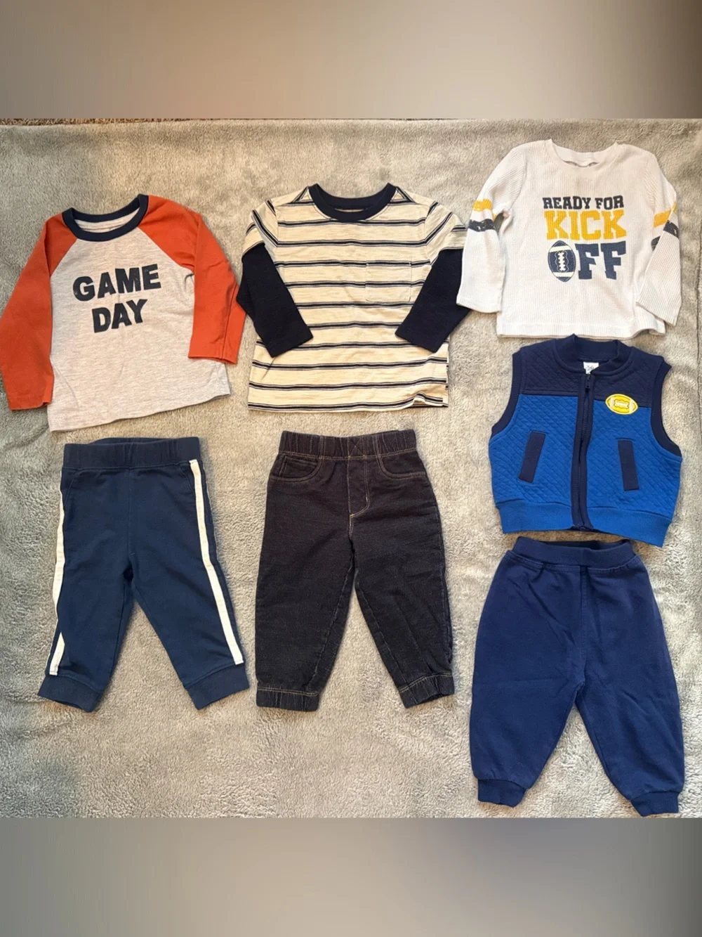 Boys Football Tops and Pants Set - Blue, Navy, Orange, Gray